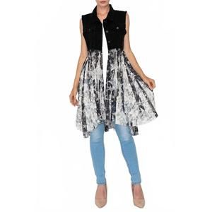 NEW ORIGAMI denim lace mixed media vest in star